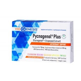 Viogenesis Pycnogenol Plus 30veg.caps Συμπλήρωμα Διατροφής με Πυκνογενόλη
