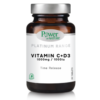 Power of Nature Platinum Range Vitamin C+D3 1000mg/1000iu Time Release 30tabs Συμπλήρωμα Διατροφής με Βιταμίνες C & D3