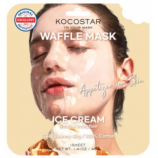 Kocostar Waffle Face Mask Ice Cream 38gr Soothing Sheet Mask with Centella & Vanilla