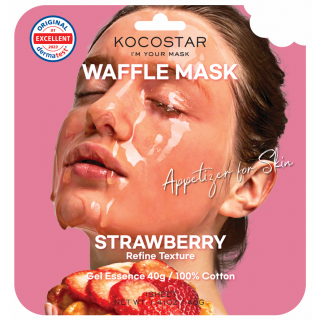 Kocostar Waffle Face Mask Strawberry 38gr Purifying & Brightening Sheet Mask with Strawberry & Ginseng