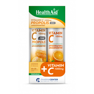 Health Aid Promo Vitamin C 1000mg with Propolis + Zinc Eff. Tabs & Vitamin C 1000mg 20 Eff. Tabs