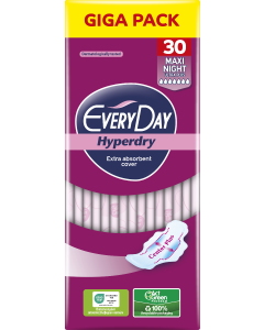 Every Day Giga Pack  Σερβιέτες Με Φτερά Hyperdry Maxi Night Ultra Plus 30τμχ