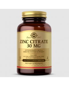 Solgar Zinc Citrate 30mg, 100 Vegetable Caps