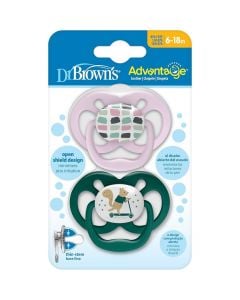 Dr. Brown's Advantage™ Silicone Soother 6-18m Pink-Green (PA22001) 2Items