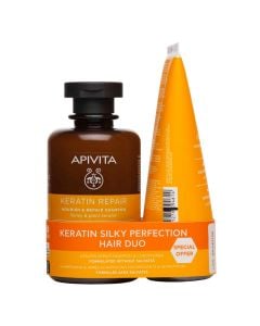 Apivita Promo Keratin Σαμπουάν Αναδόμησης 250ml & Κρέμα Μαλλιών Θρέψης & Επανόρθωσης για Ξηρά & Ταλαιπωρημένα Μαλλιά 150ml