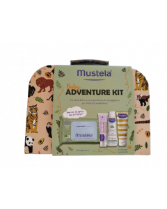 Mustela Baby Adventure Kit με Μωρομάντηλα 60τμχ, Κρέμα Αλλαγής Πάνας 50ml, Αντηλιακό Γαλάκτωμα Spf50+ 40ml & Νερό Καθαρισμού 100ml