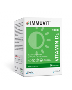 Leriva Immuvit Vitamin D3 2000IU 60 Caps Συμπλήρωμα Διατροφής με Βιταμίνη D3