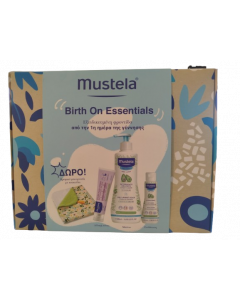 Mustela Promo Birth On Essentials με Gel Lavant Doux 500ml Ζελ Καθαρισμού, Κρέμα Αλλαγής Πάνας 100ml, Hydra Bebe Ενυδατικό Γαλάκτωμα 100ml & Δώρο Βρεφικό Μπουρνούζι 