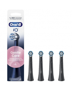 Oral-B iO Gentle Care Black Ανταλλακτικές Κεφαλές Ηλεκτρικής Οδοντόβουρτσας για Ευαίσθητα Δόντια & Ούλα Μαύρο Χρώμα 4τεμάχια