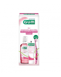 Gum Promo Sensivital+ Για Ευαίσθητα Δόντια & Ούλα Στοματικό Διάλυμα 300ml & Οδοντόκρεμα 75ml & Δώρο Οδοντόβουρτσα Πολύ Μαλακή