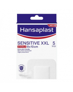 Hansaplast Med+ Sensitive XXL Sterile 8x10cm 5τεμάχια Αποστειρωμένα Αυτοκόλλητα Επιθέματα