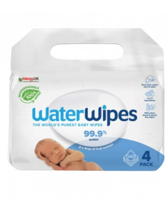 WaterWipes 100% Plastic-free Baby Wipes 99.9% Water 4x60pcs Υγρά Μωρομάντηλα 100% Χωρίς Πλαστικό με 99,9% Νερό 4x60τμχ