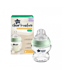 Tommee Tippee Closer To Nature Γυάλινο Μπιμπερό Κατά των Κολικών με Θηλή Σιλικόνης 0+m Πράσινο 150ml