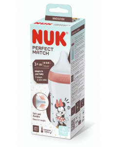 Nuk Perfect Match Πλαστικό Μπιμπερό Minnie με Θηλή Σιλικόνης 3m+ 260ml ( 10.216.306) 1τεμάχιο