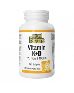 Natural Factors Vitamin K 120mcg + D 1000IU 60softgels Συμπλήρωμα Διατροφής για Ενίσχυση του Ανοσοποιητικού & την Υγεία των Οστών