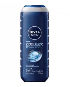 Nivea Men Cool Kick Gel Καθαρισμού Για Πρόσωπο Μαλλιά & Σώμα 500ml