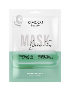 Kimoco Beauty Mask Green Tea Ρυθμιστική & Τονωτική Μάσκα Προσώπου με Εκχύλισμα Πράσινου Τσαγιού & Προβιοτικά 23ml