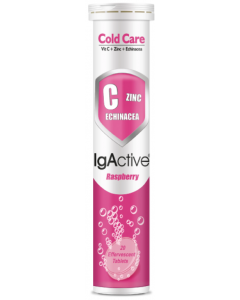 IgActive Cold Care 20 Αναβράζοντα Δισκία Συμπλήρωμα Διατροφής με Βιταμίνη C, Ψευδάργυρο & Εχινάκεια