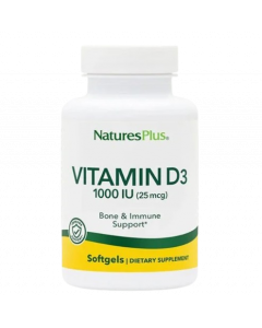 Nature's Plus Vitamin D3 1000 IU 30softgels Συμπλήρωμα Διατροφής D3 για Ενίσχυση Ανοσοποιητικού & Οστών