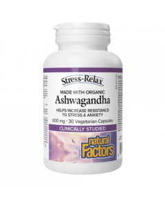 Natural Factors Organic Ashwagandha 600mg 30veg.caps Συμπλήρωμα Διατροφής για το Άγχος