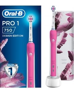 Oral-B Pro 1 750 Pink Design Edition Ηλεκτρική Οδοντόβουρτσα 1 Τεμάχιο + ΔΩΡΟ Travel Case