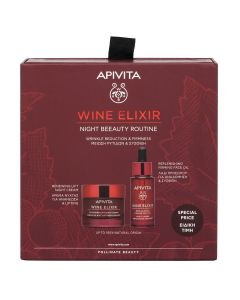 Apivita Wine Elixir Night Beeauty Routine Set Κρέμα Νύχτας για Ανανέωση & Lifting, 50ml & Wine Elixir Αντιρυτιδικός Ορός για Σύσφιξη & Lifting, 30ml