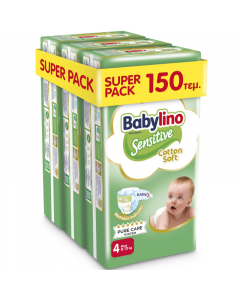 Babylino Sensitive Cotton Soft Πάνες με Αυτοκόλλητο No. 4 για 8-13kg 150τμχ