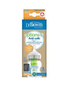 Dr. Brown's Options+ Anti-colic Glass Baby Bottle Wide Neck Silicone Teat 150ml (WB51730-INTL)