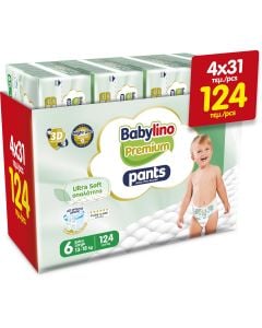 Babylino Premium Ultra Soft Pants Νο6 Extra Large (13-18kg) 124pcs (4x31pcs)