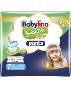 Babylino Sensitive Cotton Soft Pants Πάνες Βρακάκι No.7, 15-25kg 28τμχ