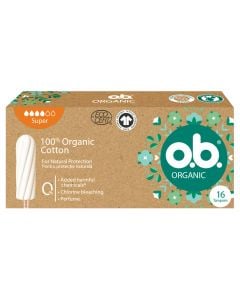 O.B. Organic Super Ταμπόν Μέτρια Έως Μεγάλη Ροή από 100% Οργανικό Βαμβάκι 16τμχ