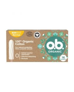 O.B. Organic Normal Ταμπόν για Κανονική Ροή από 100% Οργανικό Βαμβάκι 16τμχ