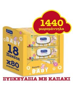 Septona Calm n' Care Μωρομάντηλα χωρίς Οινόπνευμα & Parabens με Χαμομήλι 18x80τμχ