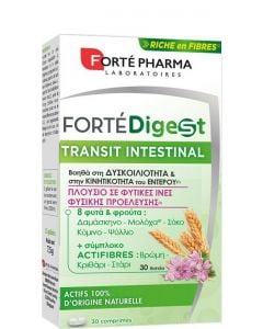Forte Pharma Fortedigest Transit Intestinal 30ταμπλέτες Δυσκοιλιότητα & Βελτίωση Κινητικότητας Εντέρου