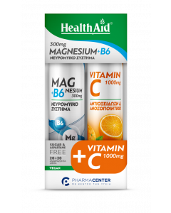 Health Aid Magnesium 300mg + B6 20 Effervescent Tablets &  Vitamin C 1000mg 20 Effervescent Tablets