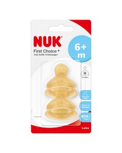 Nuk First Choice Plus Θηλές Λάτεξ Μεσαίο Μέγεθος 6m+ 2τμχ