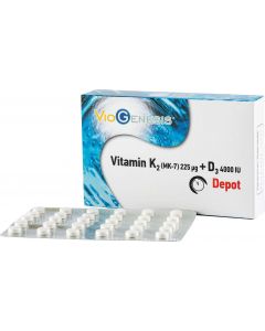 Viogenesis Βιταμίνη K2 225μg + D3 4000IU Depot 60ταμπλέτες Προστασία Οστών