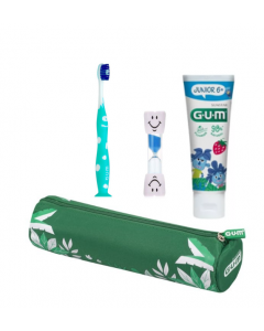 Gum Promo Junior Jungle Kit For Boys: Παιδική Οδοντόκρεμα 6+ με Γεύση Φράουλα & Παιδική Οδοντόβουρτσα 6+ (902) & Κλεψύδρα 2 Λεπτών & Κασετίνα
