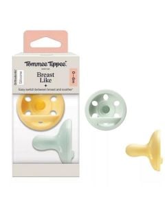 Tommee Tippee BreastLike Ορθοδοντικές Πιπίλες Σιλικόνης 0-6m Κίτρινο / Μέντα Για τη Μετάβαση Mεταξύ Στήθους & Πιπίλας 2τμχ