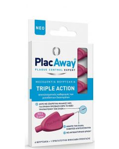 Plac Away Triple Action Μεσοδόντια Βουρτσάκια 0.4mm Ροζ 6τμχ