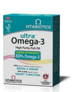 Vitabiotics Ultra Omega-3 Super Strength 60 μαλακές κάψουλες Συμπλήρωμα Διατροφής Λιπαρών Οξέων 