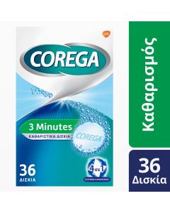 Corega 3 Minutes Καθαριστικά Δισκία για Τεχνητή Οδοντοστοιχία, 36tabs
