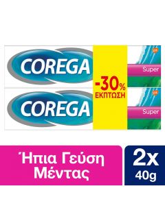 Corega Promo 3D Hold Super 2x40gr Στερεωτική Κρέμα για Τεχνητή Οδοντοστοιχία, Προσφορά -30%