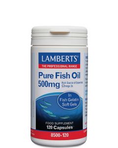 Lamberts Pure Fish Oil 500mg 120κάψουλες Συμπλήρωμα Ιχθυελαίων Ω3 για Καρδιά, Αρθρώσεις, Δέρμα & Εγκέφαλο