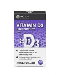 Agan Βιταμίνη D3 2500IU Xοληκαλσιφερόλη 30ταμπλέτες