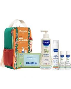 Mustela Promo Baby Back to School Backpack Υγρά Μαντηλάκια Καθαρισμού 60τμχ & Απαλό Τζέλ Καθαρισμού 500ml & Τζελ Άρνικας - Καλέντουλας 100ml & Νερό Καθαρισμού 50ml & Hydra Bebe Γαλάκτωμα Σώματος 50ml
