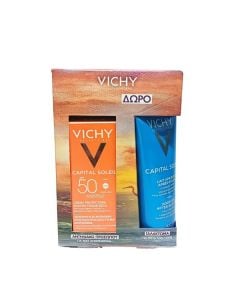 Vichy Promo Capital Soleil Αντιηλιακό Γαλάκτωμα Προσώπου Για Ματ Αποτέλεσμα 50ml Με Προστασία SPF50+ & Καταπραϋντικό Γαλάκτωμα After Sun 100ml