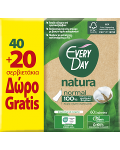 Every Day Natura Normal All Cotton Σερβιετάκια 60τμχ