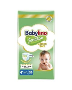 Babylino Sensitive Cotton Soft Πάνες με Αυτοκόλλητο No.4+ για 10-15kg 46τμχ