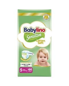 Babylino Sensitive Cotton Soft Πάνες με Αυτοκόλλητο No.5 για 11-16kg 44τμχ
